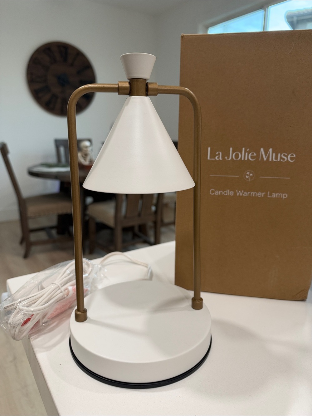 White and Gold Candle Warmer Lamp